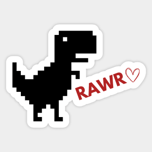 Rawr Dinosaur Happy Valentines Day - Game Pixel Dinosaur Sticker